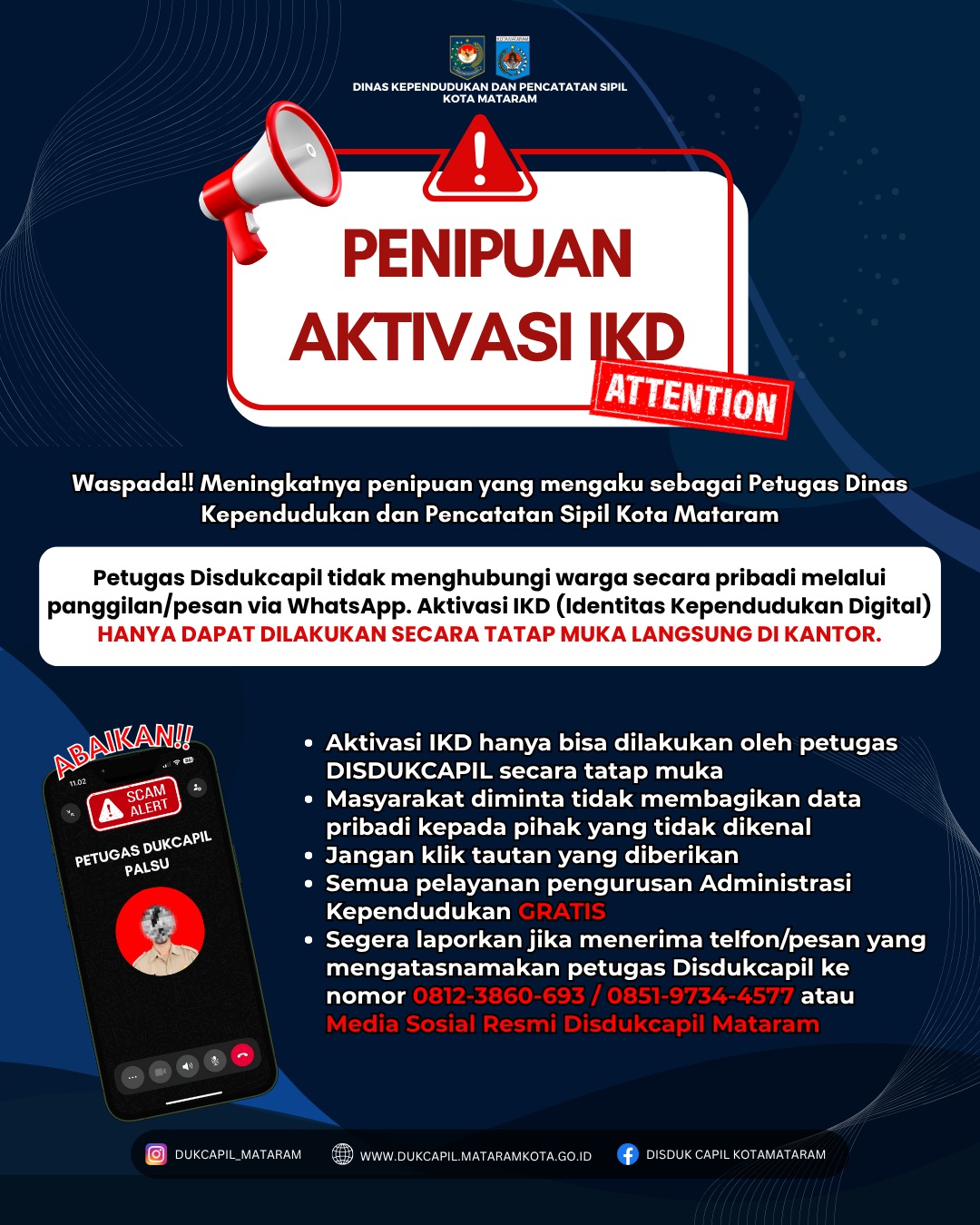 Penipuan Berkedok Aktivasi IKD Marak, Disdukcapil Mataram Imbau Warga Lebih Waspada