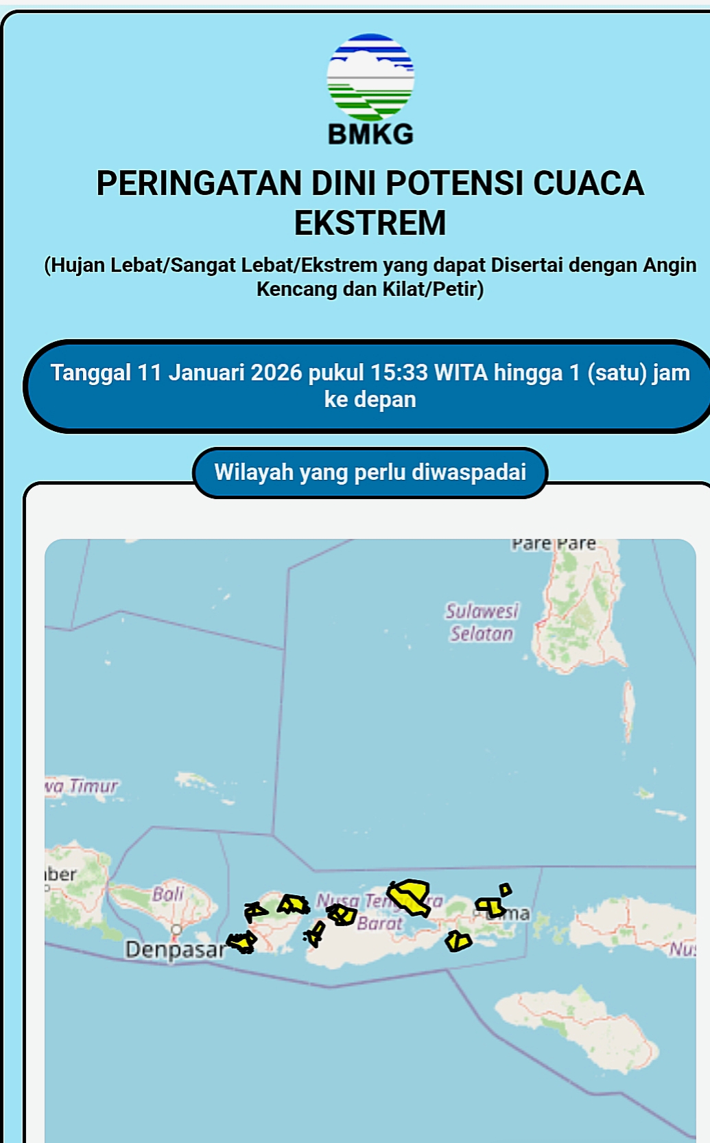 Hujan Lebat hingga Angin Kencang Berpotensi Terjadi, BMKG Peringatkan Wilayah NTB