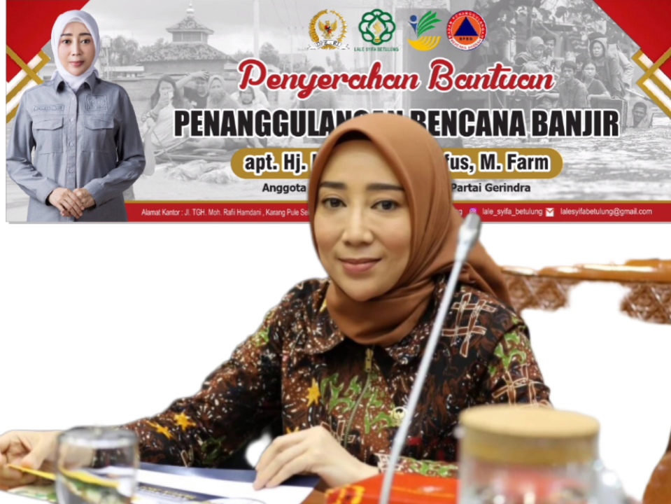 Legislator Senayan Fraksi Gerindra, Lale Syifa Salurkan Bantuan Korban Banjir Lombok Tengah