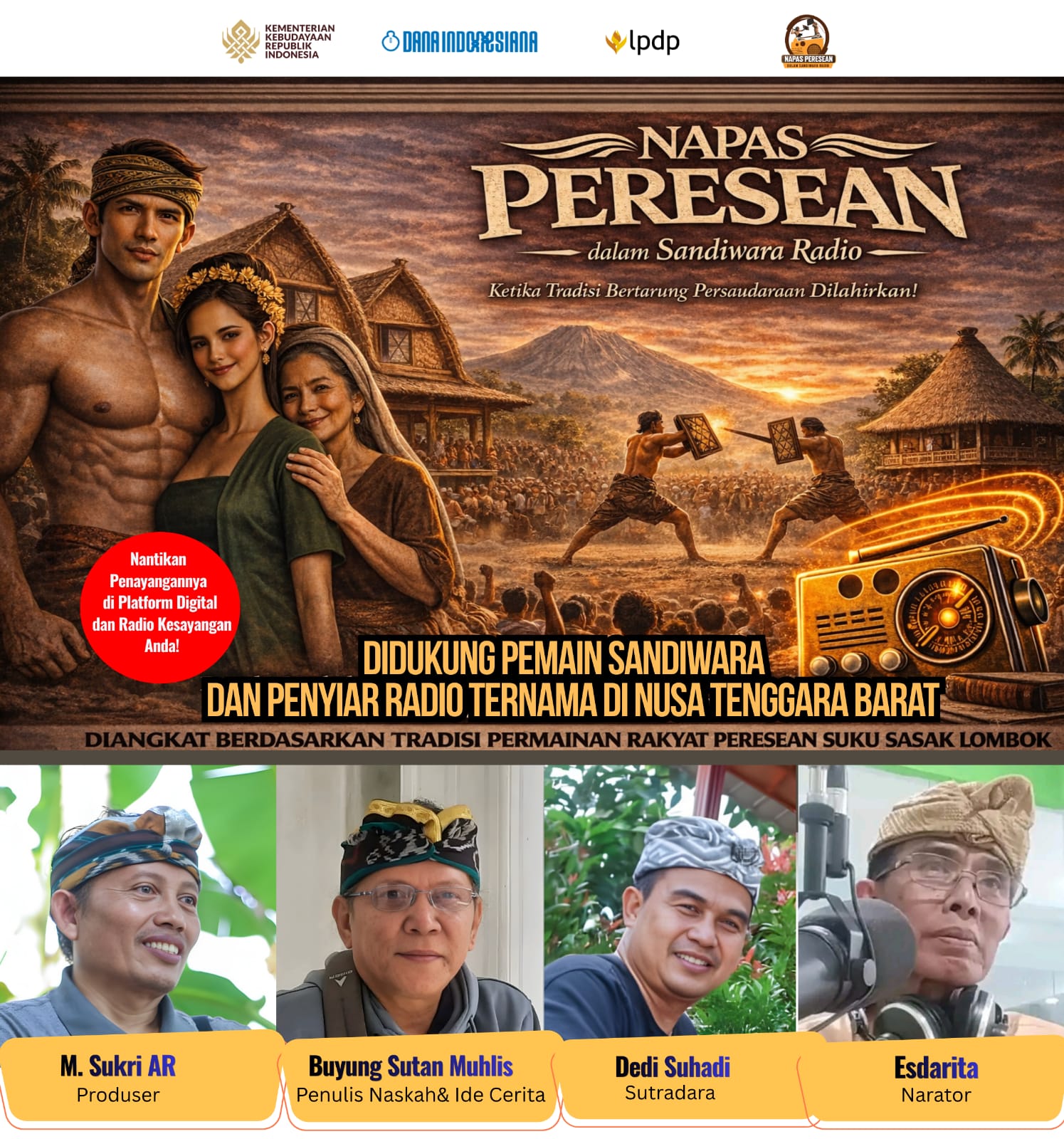 Libatkan Penulis, Pemain Sandiwara dan Penyiar Radio Ternama di NTB dalam Program Presean Lombok