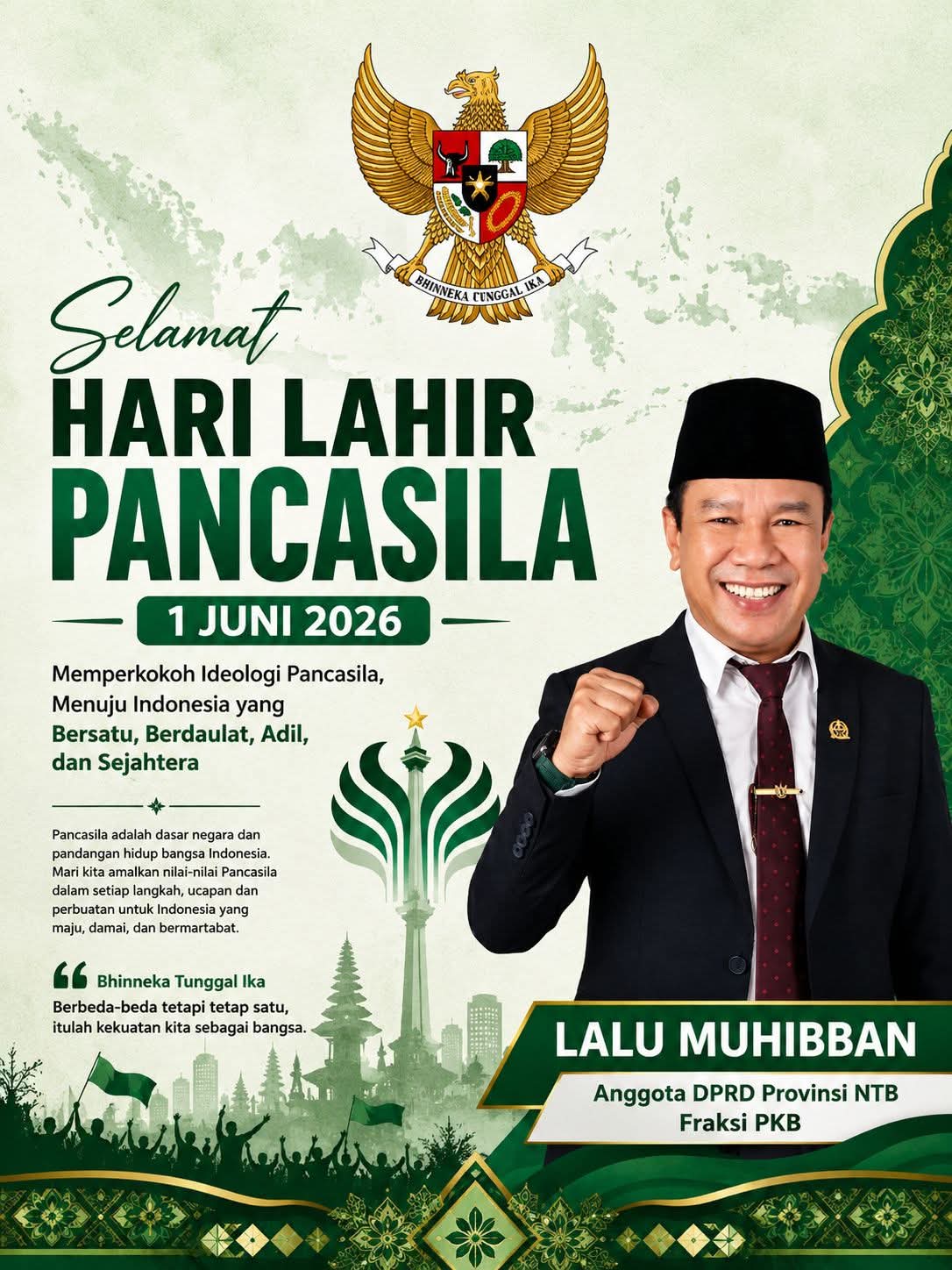 Lalu Muhibban : Jadikan Hari Lahir Pancasila Momentum Perkuat Persatuan Bangsa