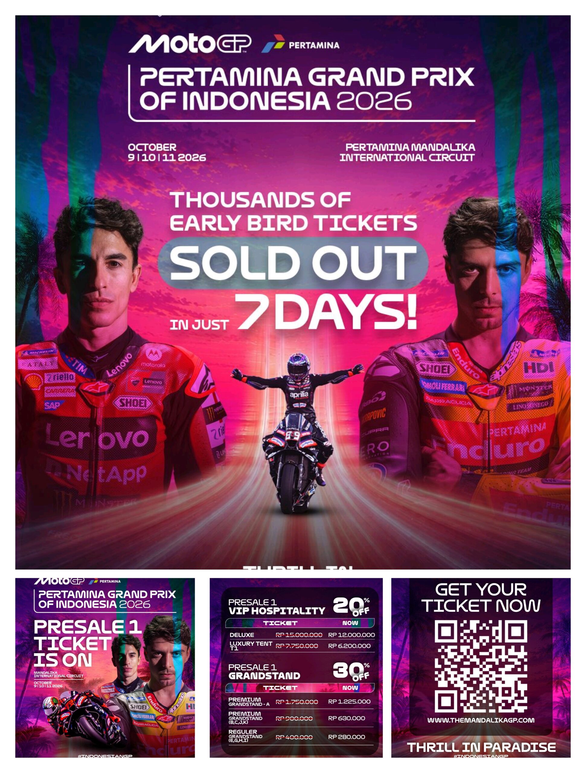 Tiket Early Bird Sold Out, ITDC Buka Penjualan Presale 1 Tiket Pertamina Grand Prix of Indonesia 2026